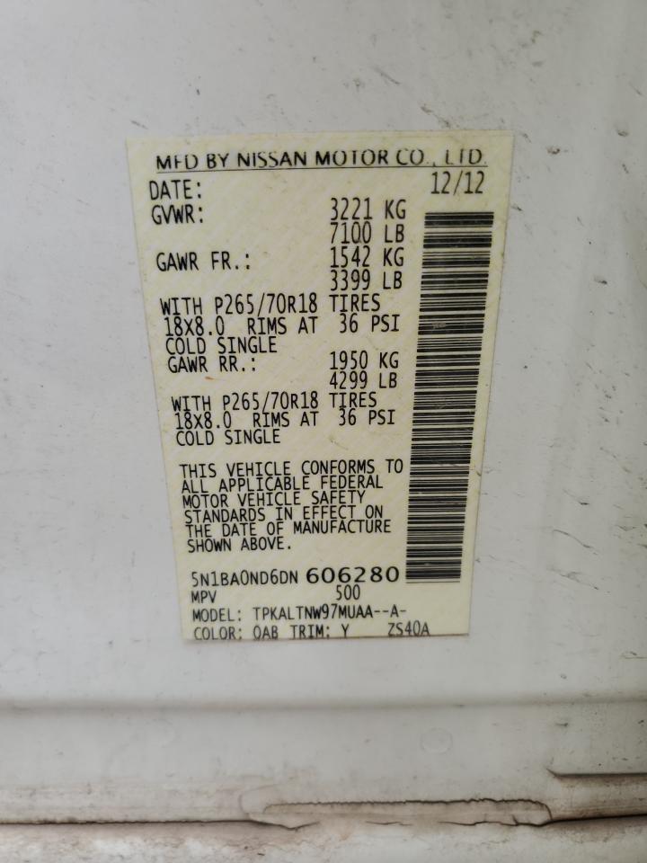 2013 Nissan Armada Sv VIN: 5N1BA0ND6DN606280 Lot: 56844645