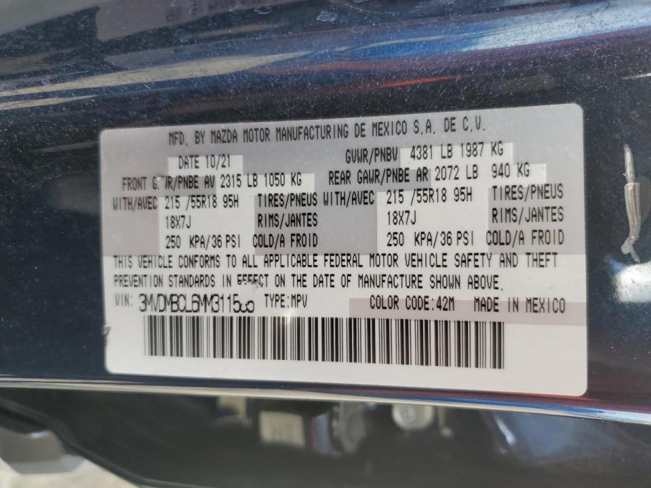 2021 Mazda Cx-30 Preferred VIN: 3MVDMBCL6MM311585 Lot: 56198915