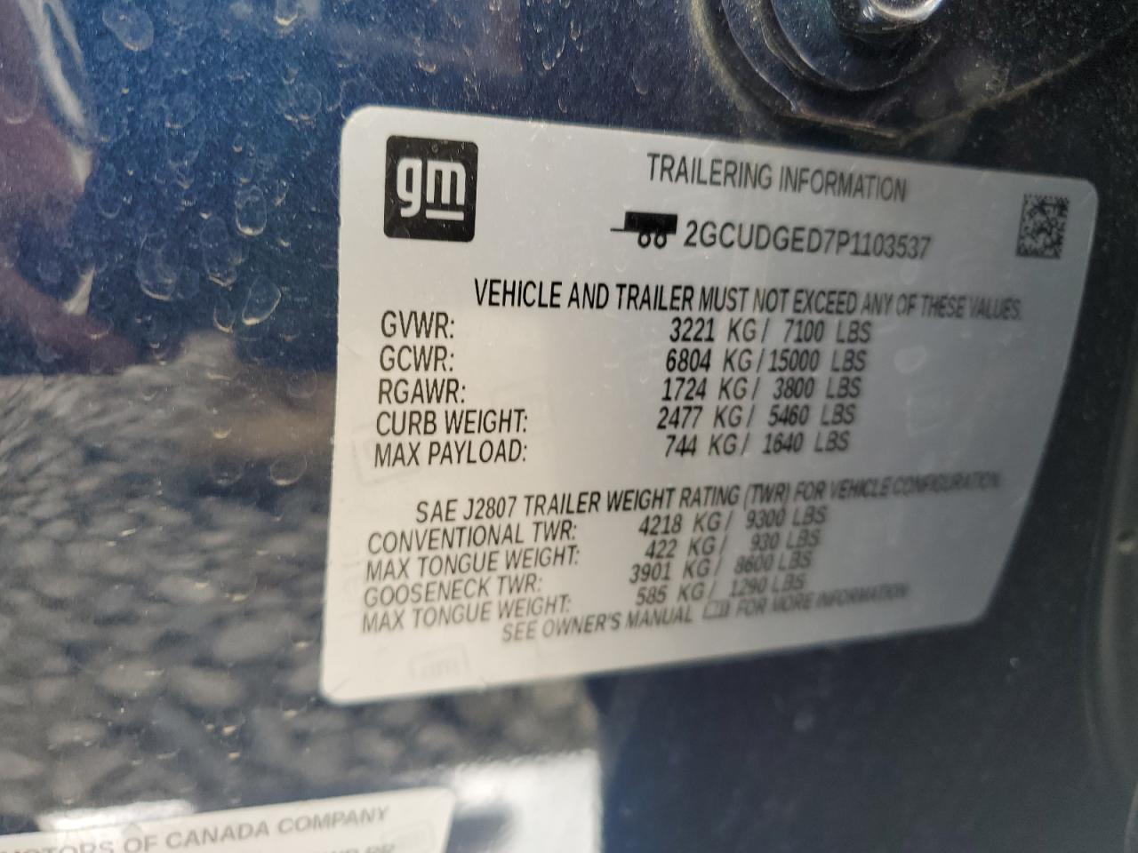 2023 Chevrolet Silverado K1500 Ltz VIN: 2GCUDGED7P1103537 Lot: 56723495