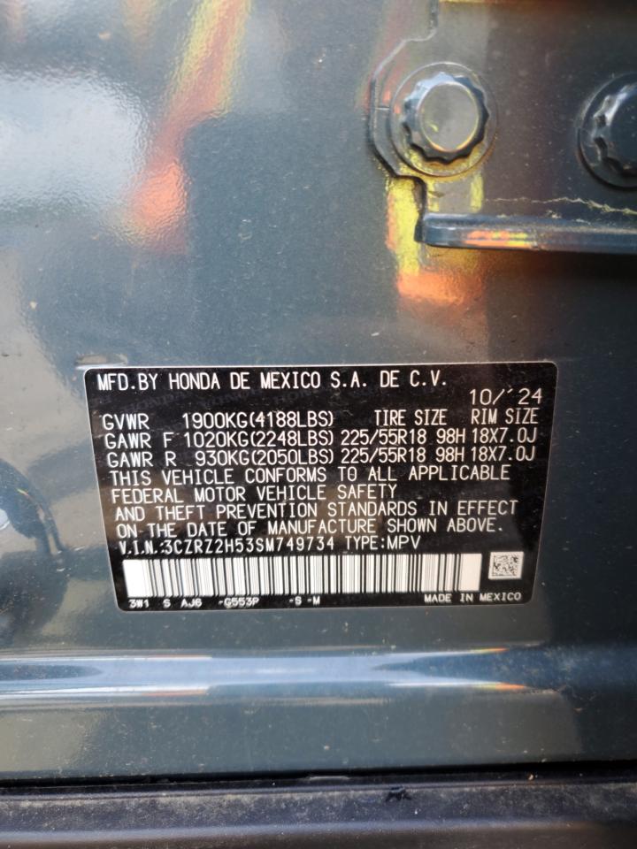 2025 Honda Hr-V Sport VIN: 3CZRZ2H53SM749734 Lot: 56641055