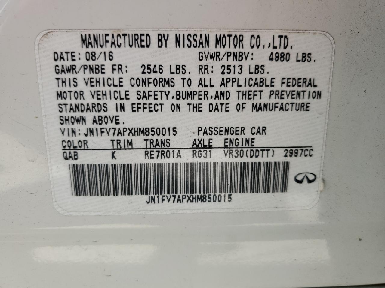 2017 Infiniti Q50 Red Sport 400 VIN: JN1FV7APXHM850015 Lot: 56729395