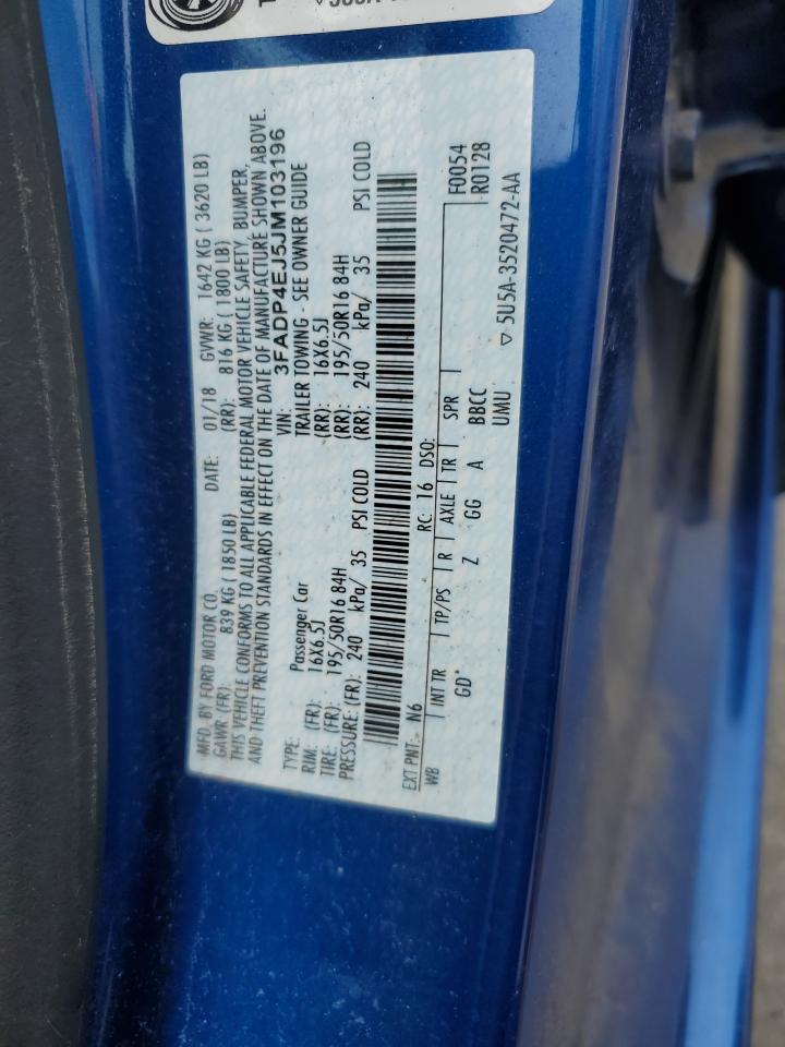2018 Ford Fiesta Se VIN: 3FADP4EJ5JM103196 Lot: 56213455
