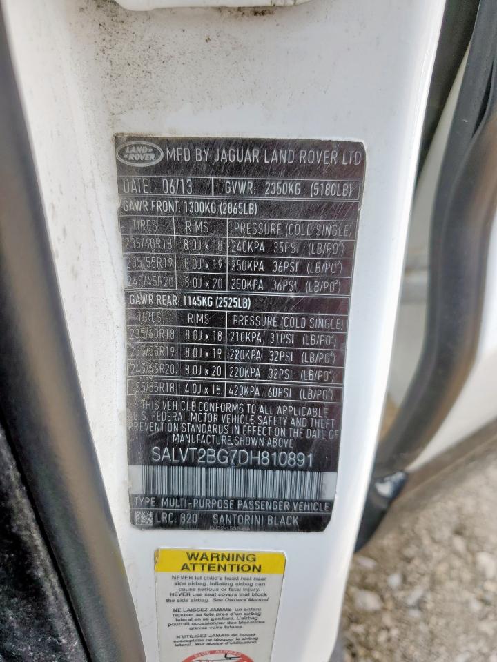 2013 Land Rover Range Rover Evoque Dynamic Premium VIN: SALVT2BG7DH810891 Lot: 59045575