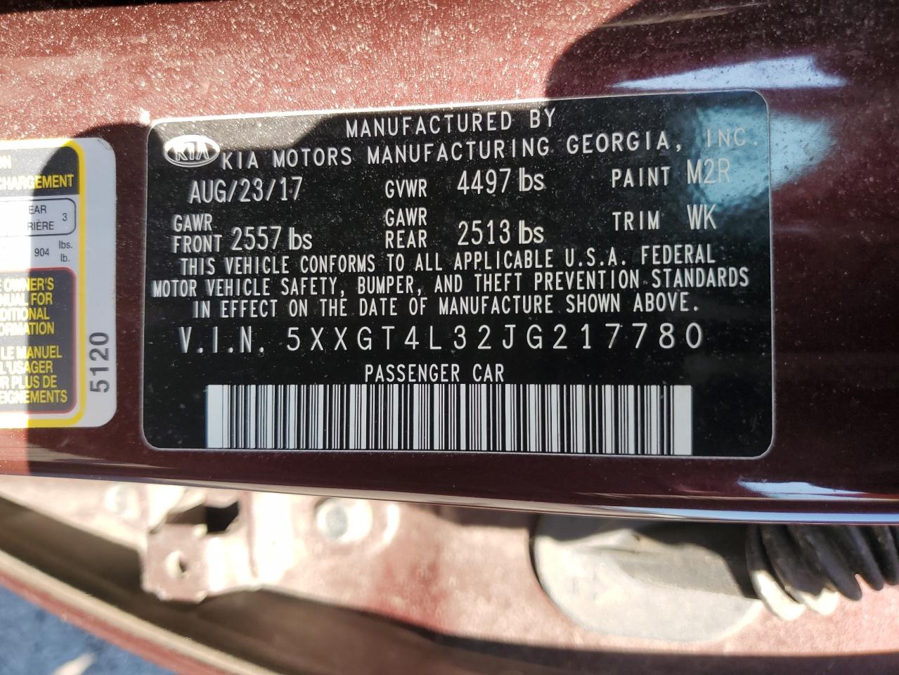 2018 Kia Optima Lx VIN: 5XXGT4L32JG217780 Lot: 56351755