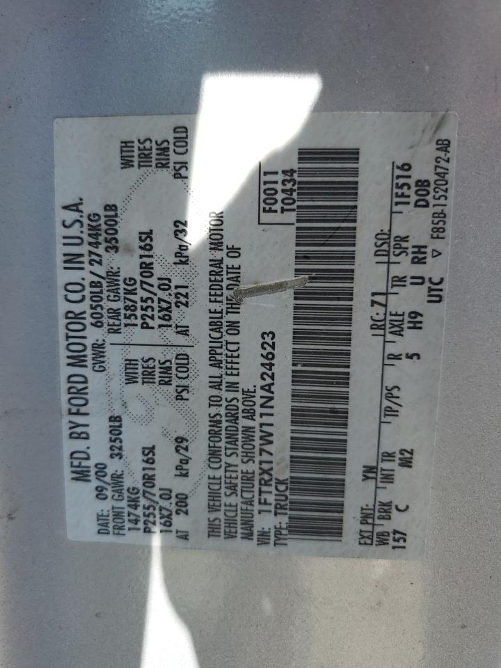 2001 Ford F150 VIN: 1FTRX17W11NA24623 Lot: 56767345