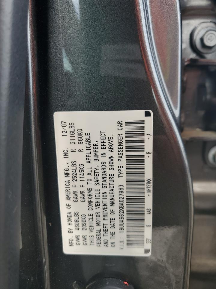 2008 Acura Tl VIN: 19UUA662X8A027983 Lot: 56425315