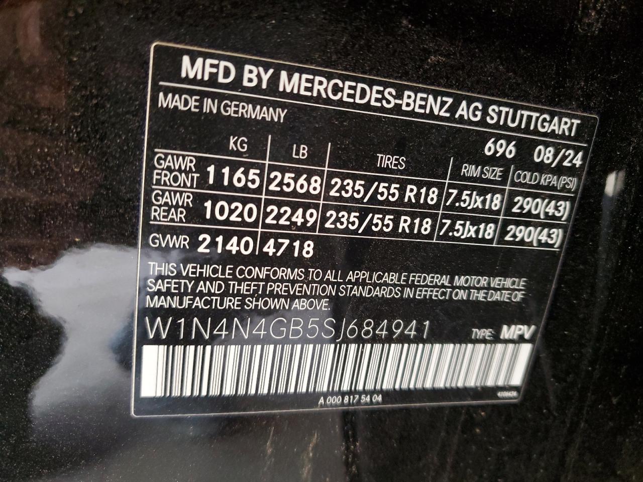 2025 Mercedes-Benz Gla 250 VIN: W1N4N4GB5SJ684941 Lot: 56758465