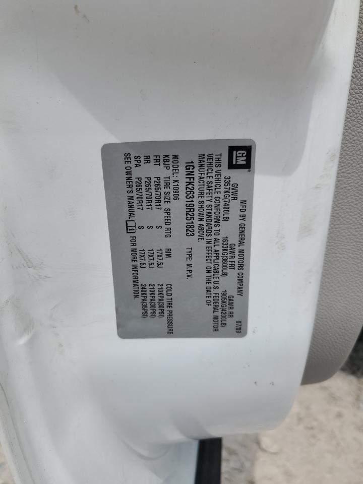 2009 Chevrolet Suburban K1500 Lt VIN: 1GNFK26319R251823 Lot: 57754115