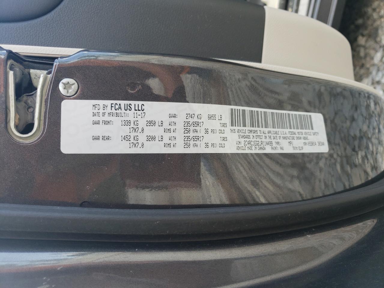 2018 Chrysler Pacifica Touring L Plus VIN: 2C4RC1EG2JR114499 Lot: 57115475