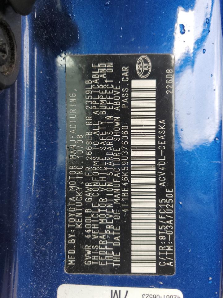 4t1be46k59u376060 4T1BE46K59U376060 2009 Toyota Camry Base