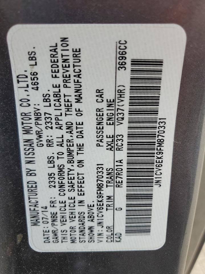 2015 Infiniti Q60 Journey VIN: JN1CV6EK9FM870331 Lot: 55920195