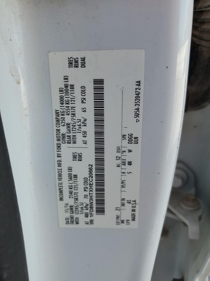 2017 Ford F350 Super Duty VIN: 1FD8W3HTXHEC20662 Lot: 57030315