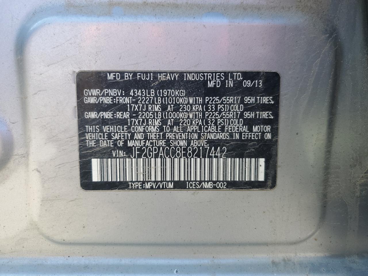 2014 Subaru Xv Crosstrek 2.0 Premium VIN: JF2GPACC8E8217442 Lot: 58188575