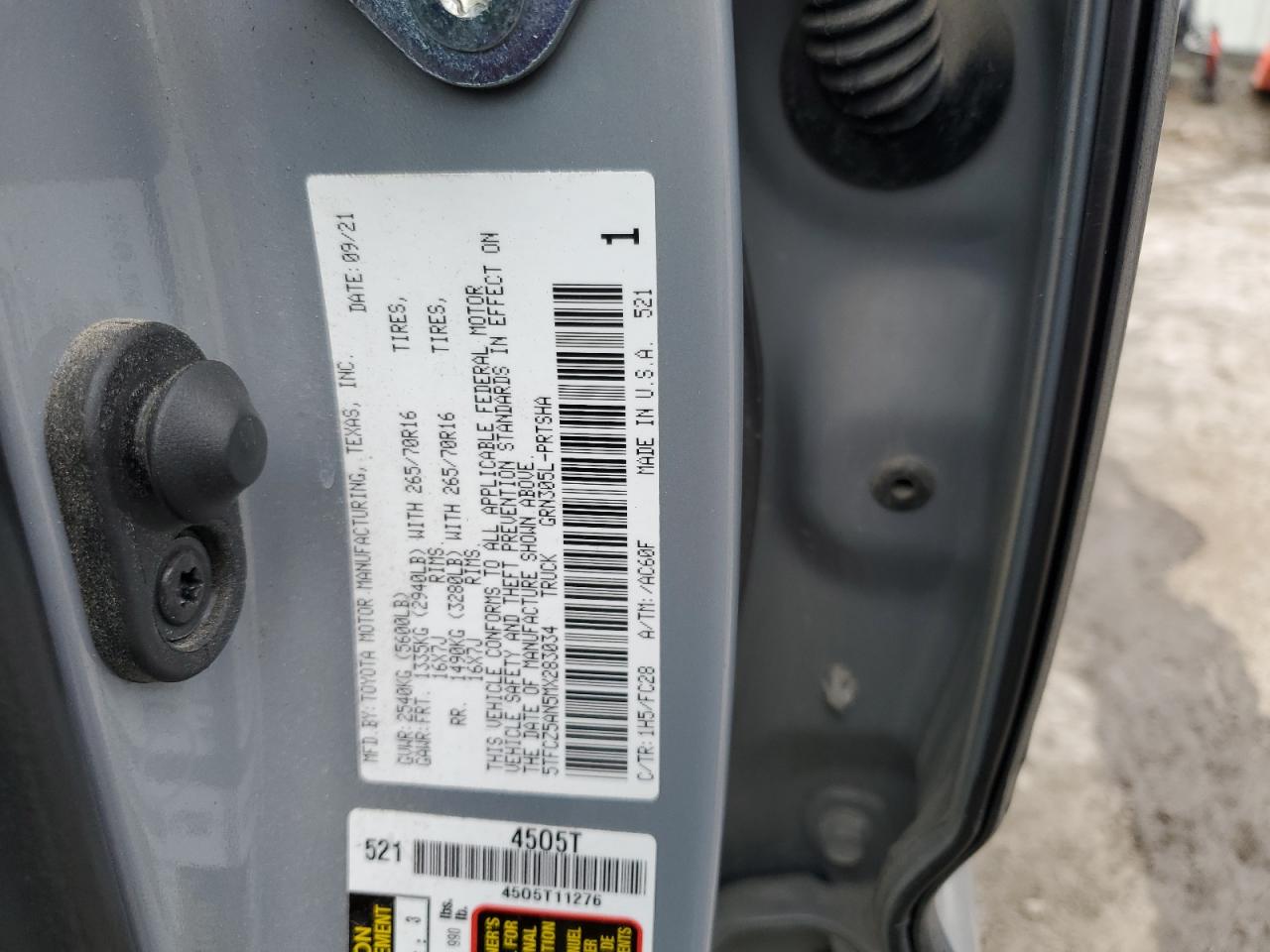 2021 Toyota Tacoma Double Cab VIN: 5TFCZ5AN5MX283034 Lot: 56645455