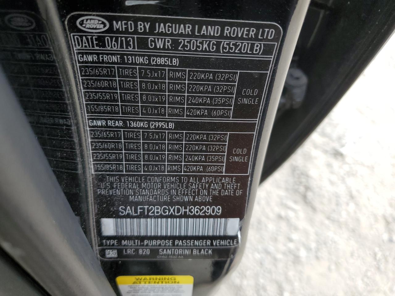 2013 Land Rover Lr2 Hse Technology VIN: SALFT2BGXDH362909 Lot: 58269705