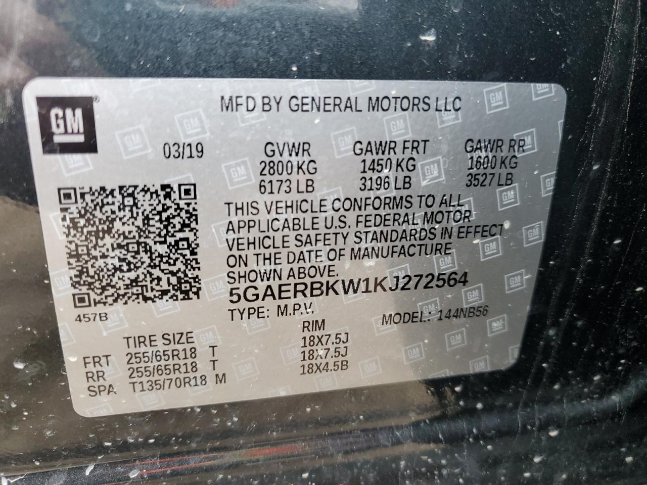 2019 Buick Enclave Essence VIN: 5GAERBKW1KJ272564 Lot: 56146305