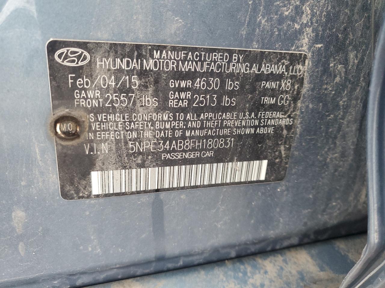 2015 Hyundai Sonata Sport VIN: 5NPE34AB8FH180831 Lot: 57813545