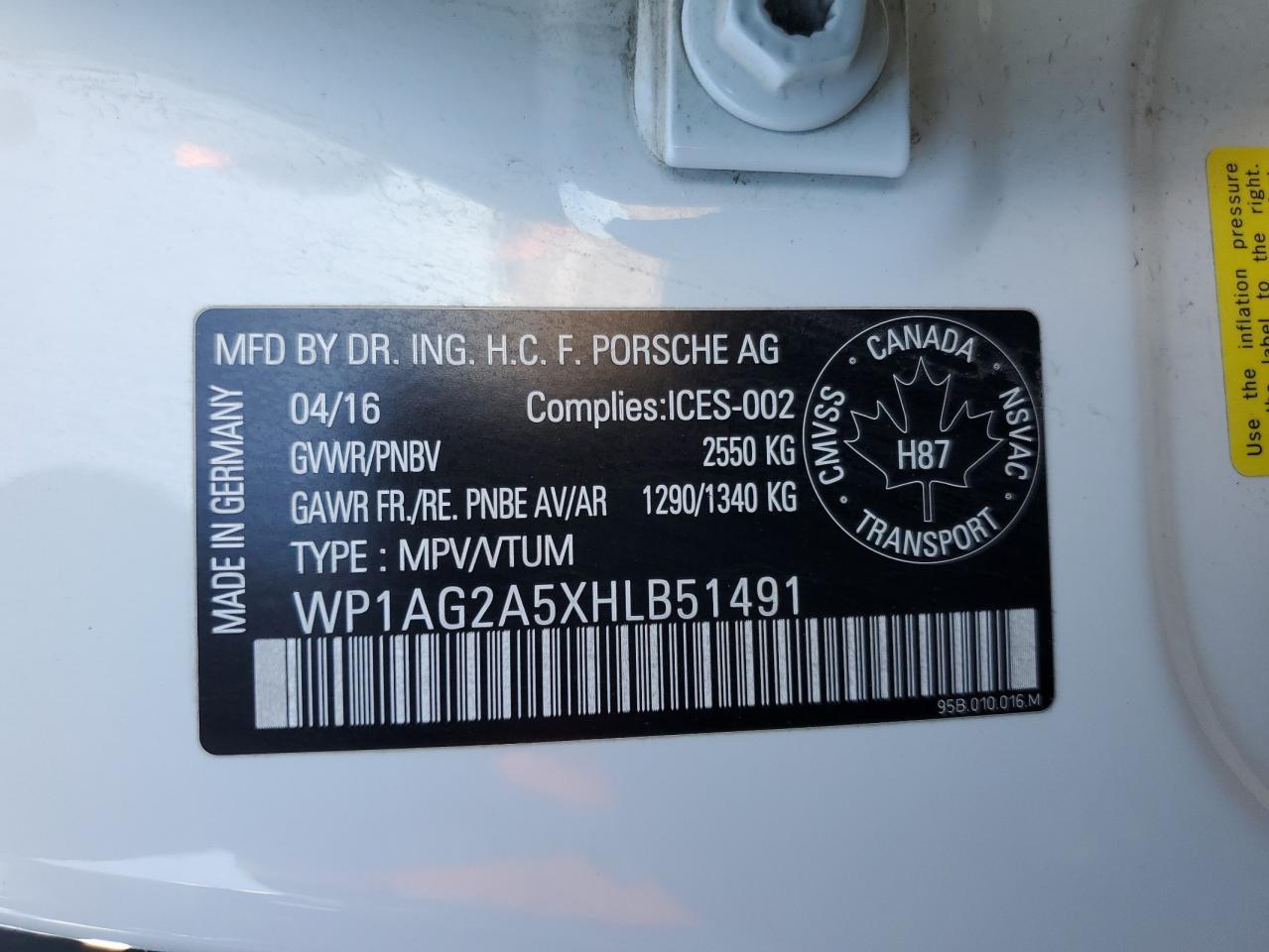 2017 Porsche Macan Gts VIN: WP1AG2A5XHLB51491 Lot: 55686315