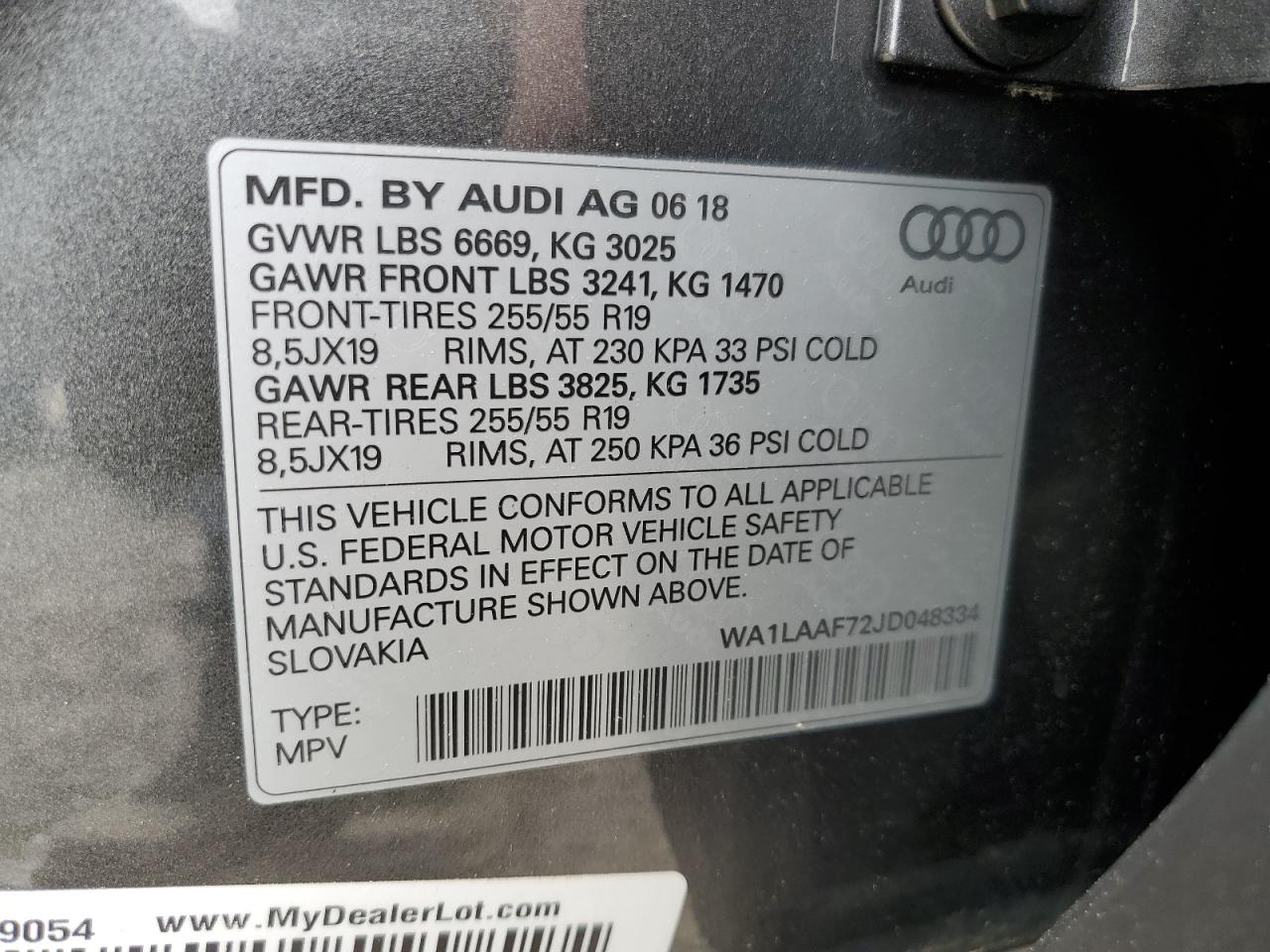 2018 Audi Q7 Premium Plus VIN: WA1LAAF72JD048334 Lot: 56315195