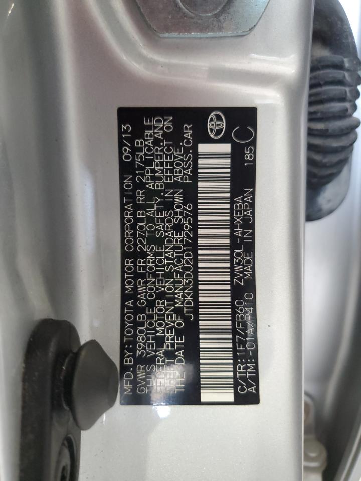 2013 Toyota Prius VIN: JTDKN3DU2D1729576 Lot: 56685415