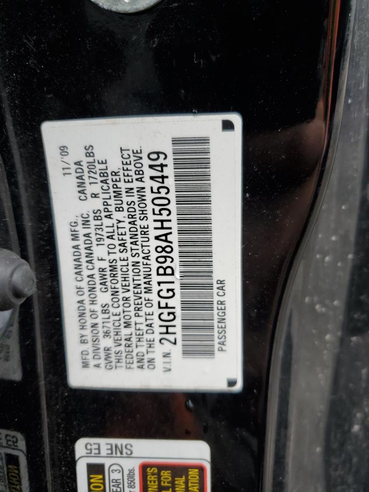 2010 Honda Civic Exl VIN: 2HGFG1B98AH505449 Lot: 53393315