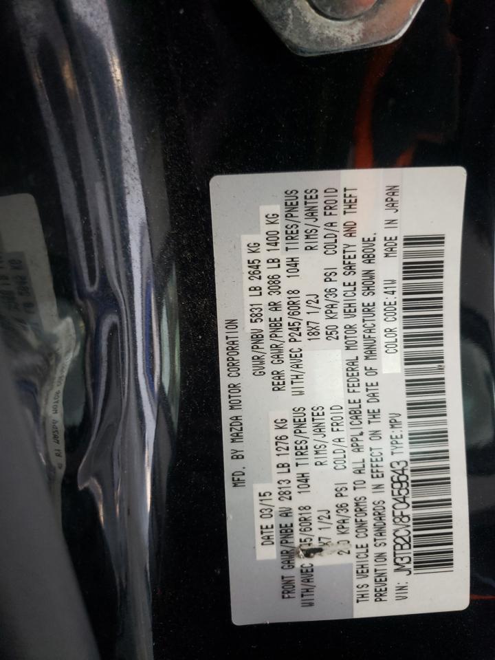 2015 Mazda Cx-9 Touring VIN: JM3TB2CV8F0459643 Lot: 57351095