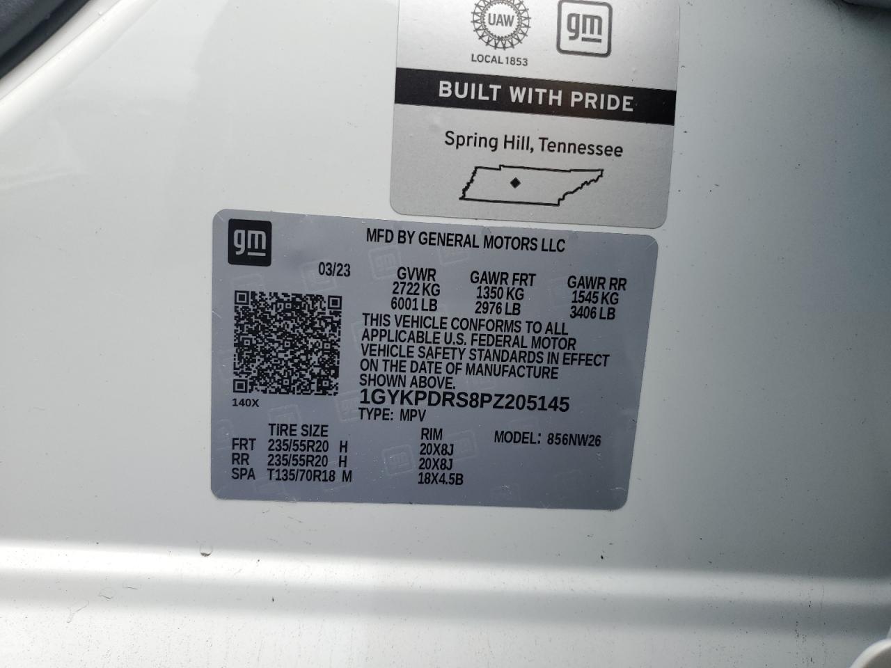 2023 Cadillac Xt6 Premium Luxury VIN: 1GYKPDRS8PZ205145 Lot: 56008555