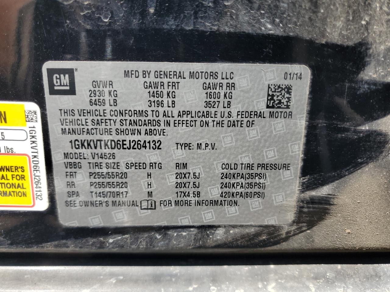 2014 GMC Acadia Denali VIN: 1GKKVTKD6EJ264132 Lot: 55325015