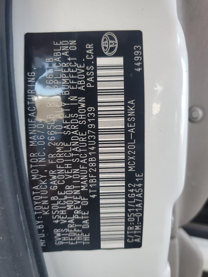 2004 Toyota Avalon Xl VIN: 4T1BF28B14U379139 Lot: 57578765