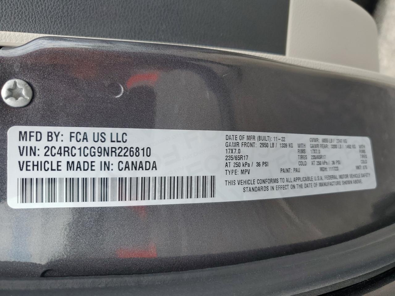 2022 Chrysler Voyager Lx VIN: 2C4RC1CG9NR226810 Lot: 55140725