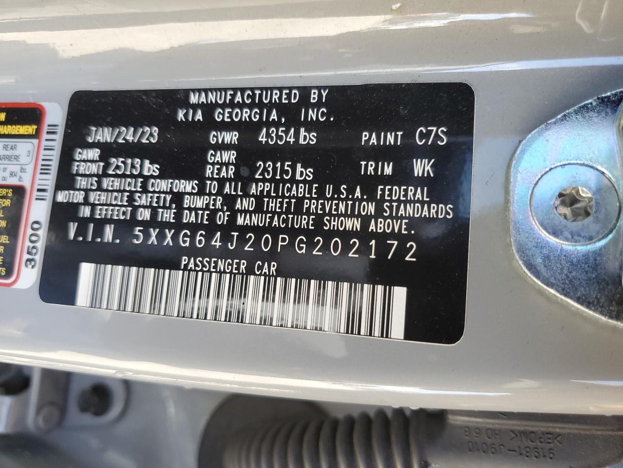 2023 Kia K5 Gt Line VIN: 5XXG64J20PG202172 Lot: 57084725