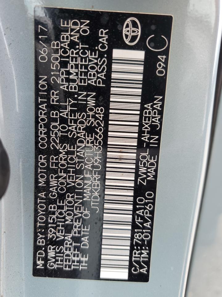 2017 Toyota Prius VIN: JTDKBRFU9H3566248 Lot: 56851065