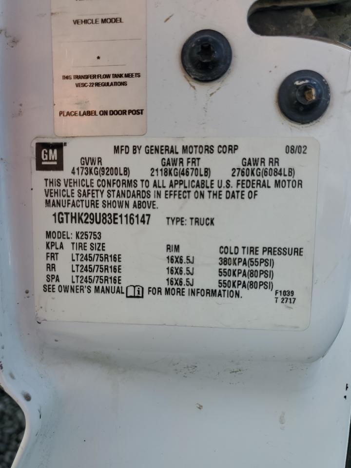 2003 GMC Sierra K2500 Heavy Duty VIN: 1GTHK29U83E116147 Lot: 57079385