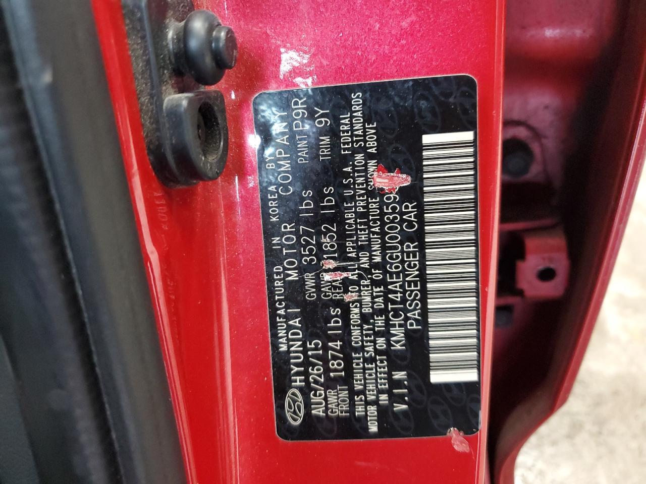 2016 Hyundai Accent Se VIN: KMHCT4AE6GU003599 Lot: 56666705