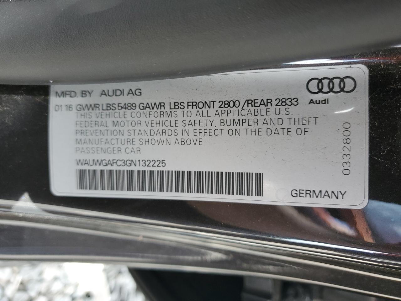 2016 Audi A7 Premium Plus VIN: WAUWGAFC3GN132225 Lot: 56120595