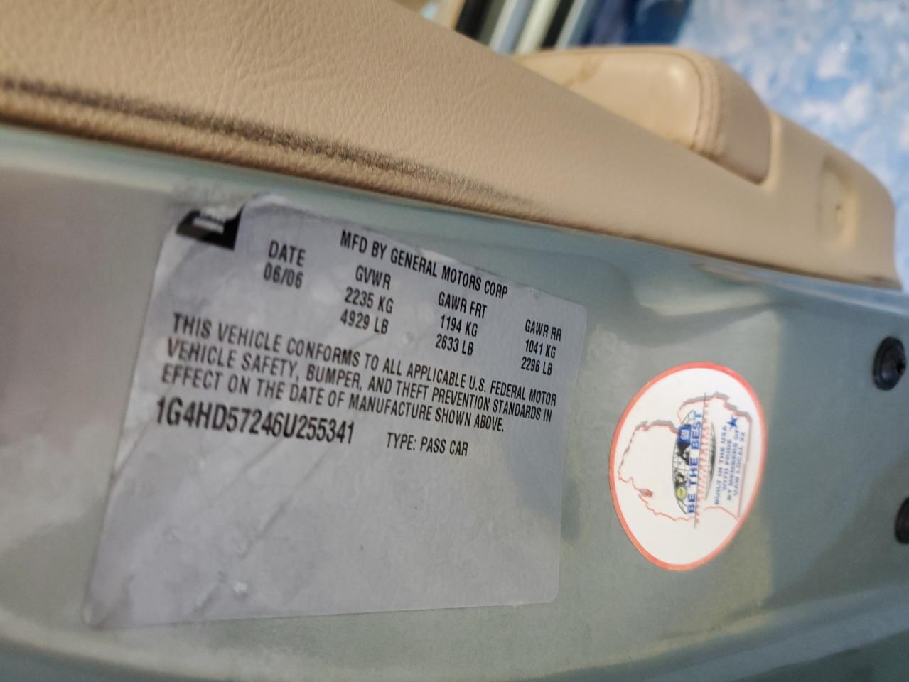 2006 Buick Lucerne Cxl VIN: 1G4HD57246U255341 Lot: 56906135