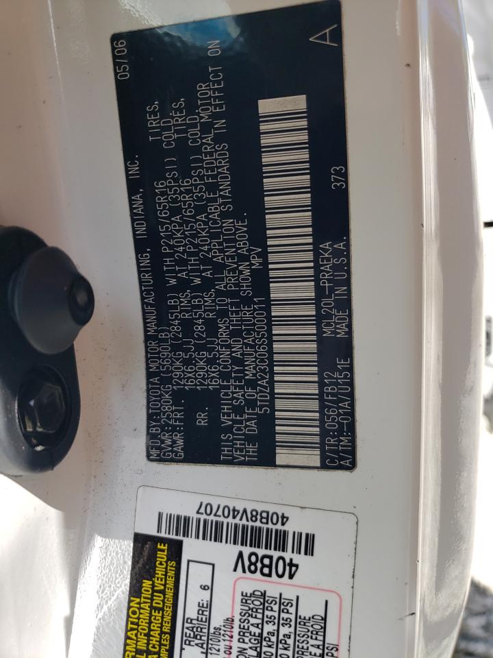 2006 Toyota Sienna Ce VIN: 5TDZA23C06S500011 Lot: 56163975