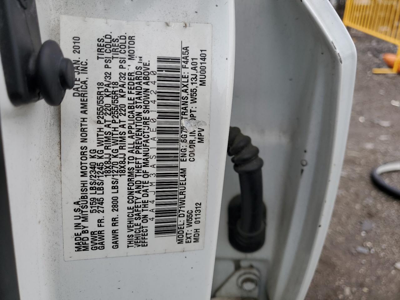 2010 Mitsubishi Endeavor Se VIN: 4A4JM3AS1AE014240 Lot: 56323485