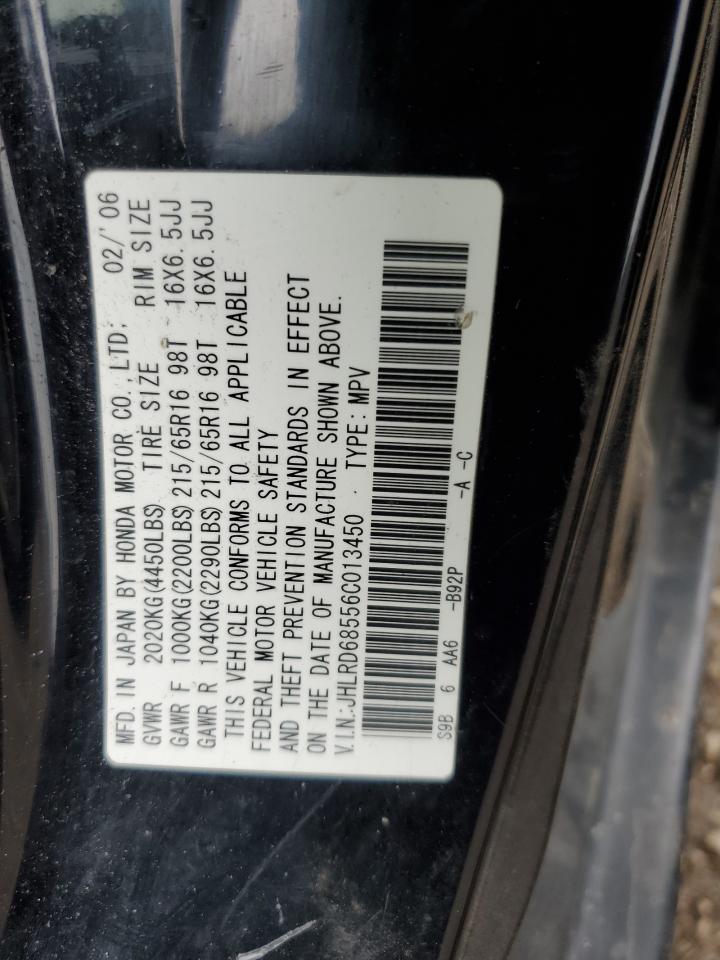 2006 Honda Cr-V Lx VIN: JHLRD68556C013450 Lot: 85921765