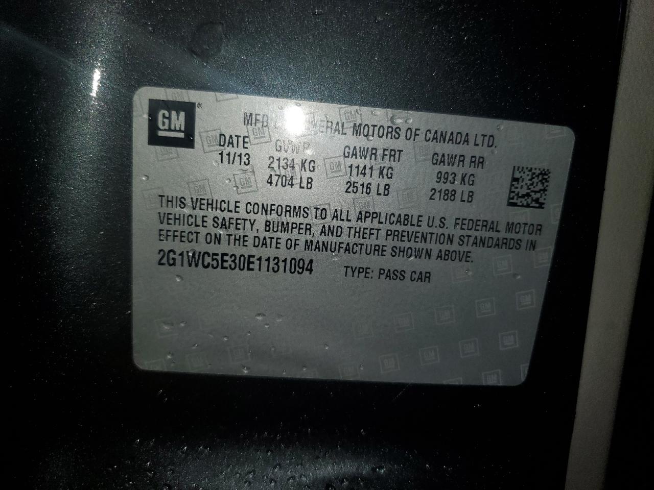 2014 Chevrolet Impala Limited Ltz VIN: 2G1WC5E30E1131094 Lot: 57468295