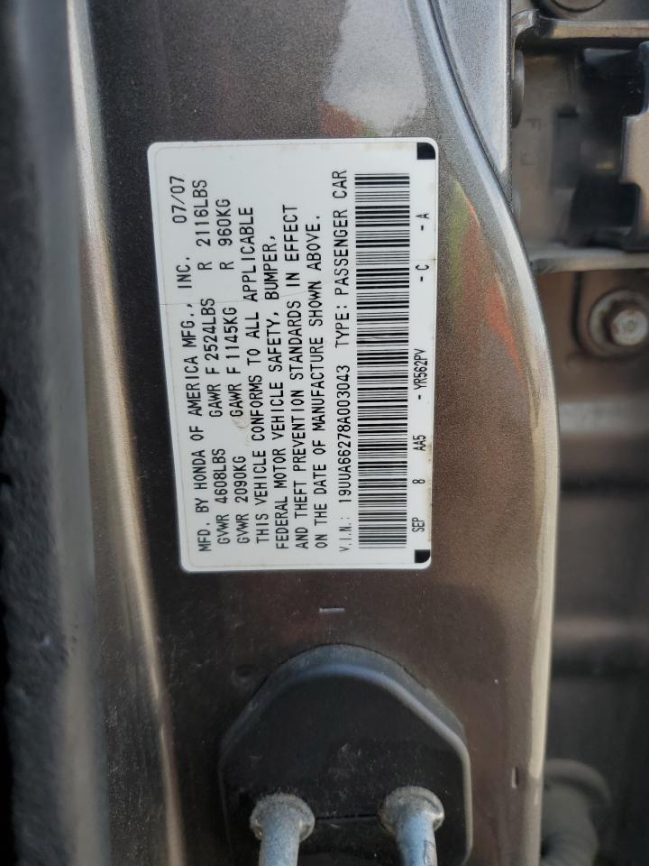 2008 Acura Tl VIN: 19UUA66278A003043 Lot: 57139905