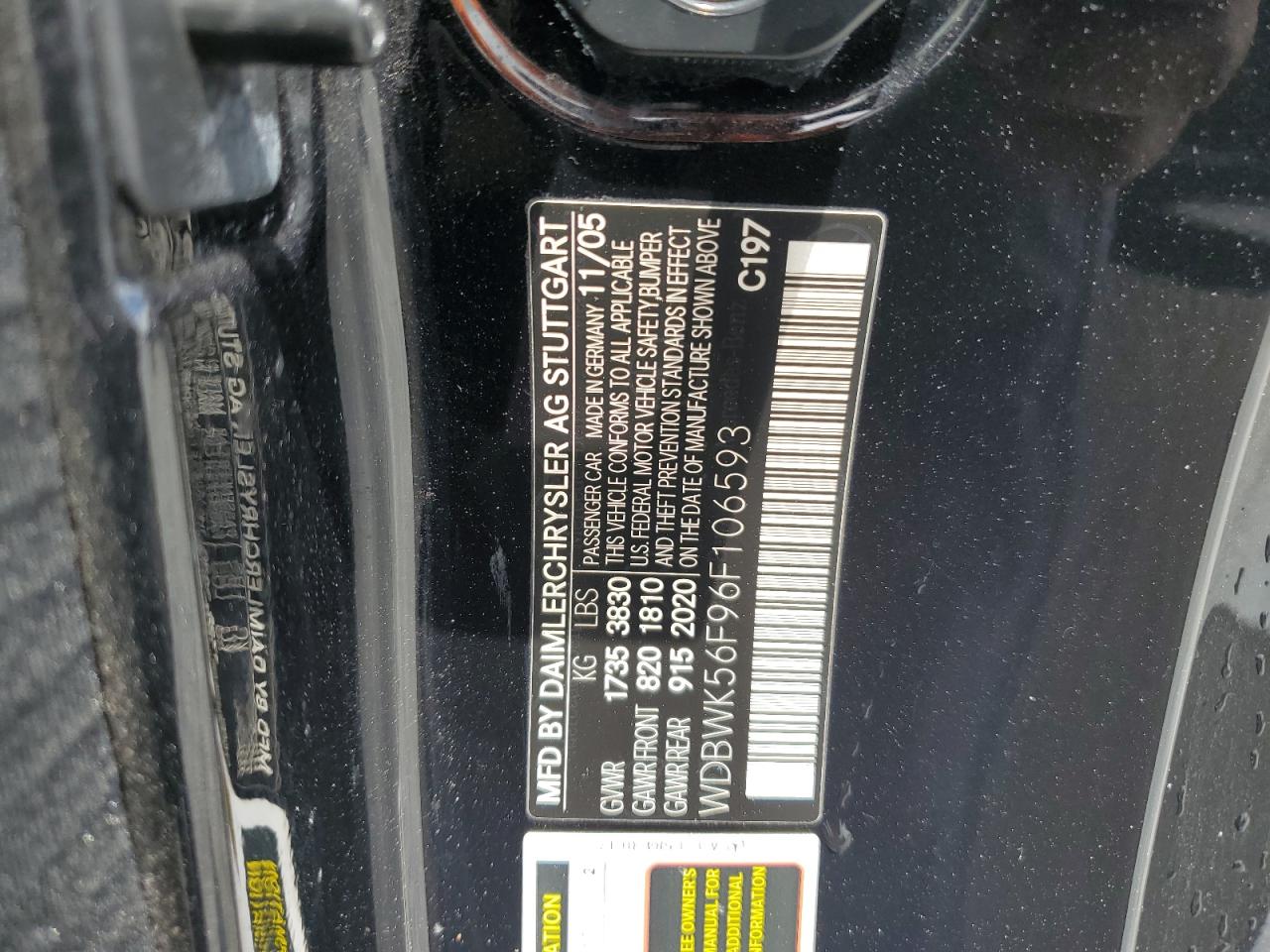 2006 Mercedes-Benz Slk 350 VIN: WDBWK56F96F106593 Lot: 57021645