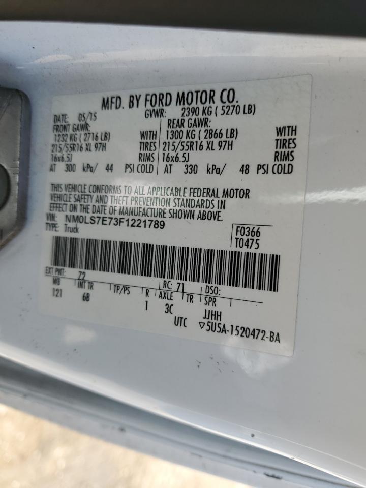 2015 Ford Transit Connect Xl VIN: NM0LS7E73F1221789 Lot: 57066815