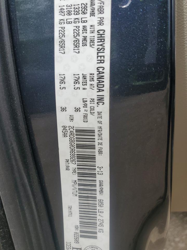 2013 Dodge Grand Caravan Se VIN: 2C4RDGBG0DR699267 Lot: 58548615