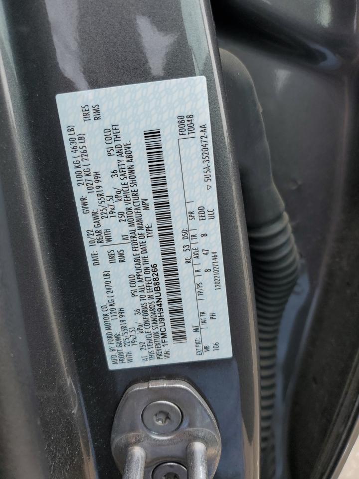 2022 Ford Escape Sel VIN: 1FMCU9H94NUB88266 Lot: 55221735