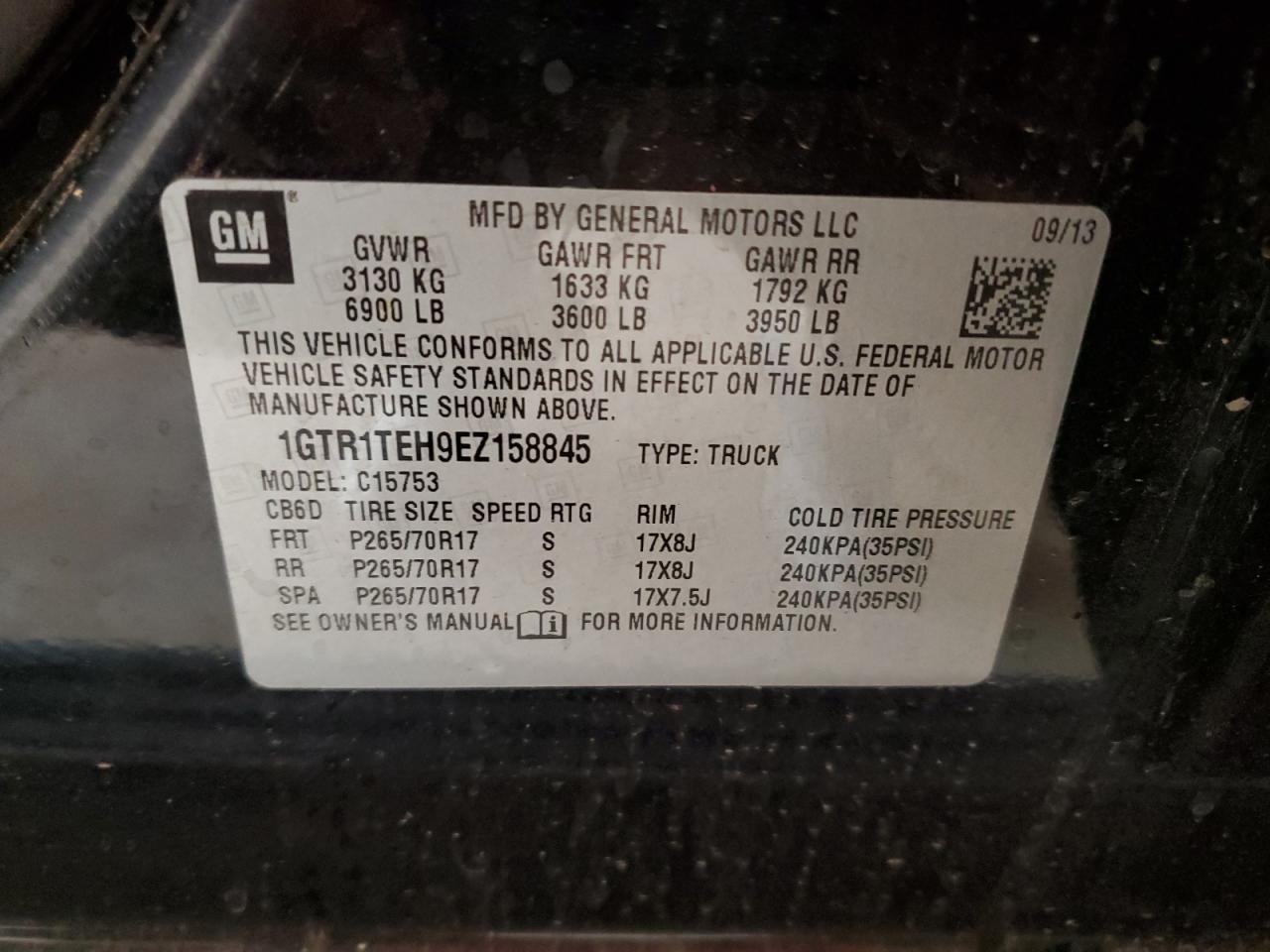 2014 GMC Sierra C1500 VIN: 1GTR1TEH9EZ158845 Lot: 55164175