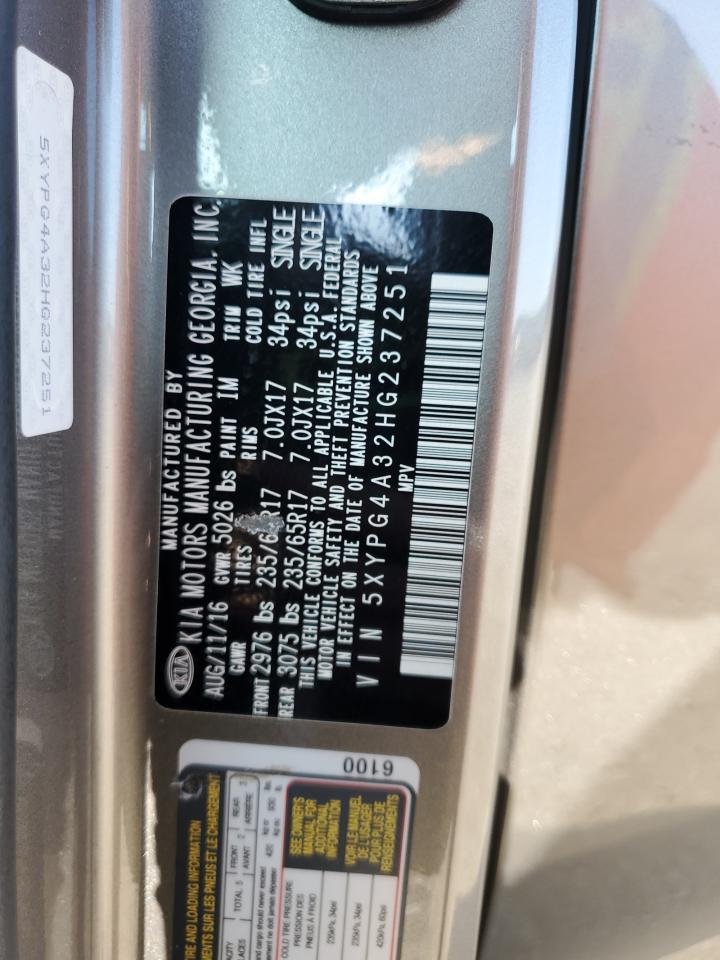 2017 Kia Sorento Lx VIN: 5XYPG4A32HG237251 Lot: 56606595