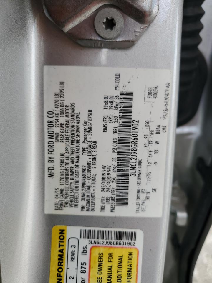 2016 Lincoln Mkz VIN: 3LN6L2J98GR601902 Lot: 57896505