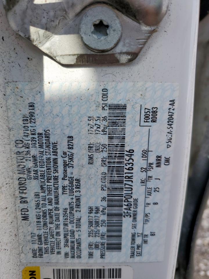 2018 Ford Fusion Se Hybrid VIN: 3FA6P0LU7JR163546 Lot: 54037985