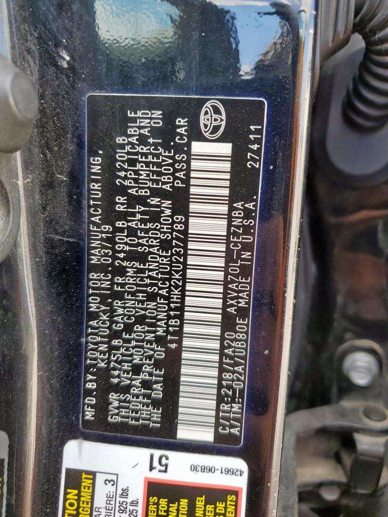 2019 TOYOTA CAMRY L